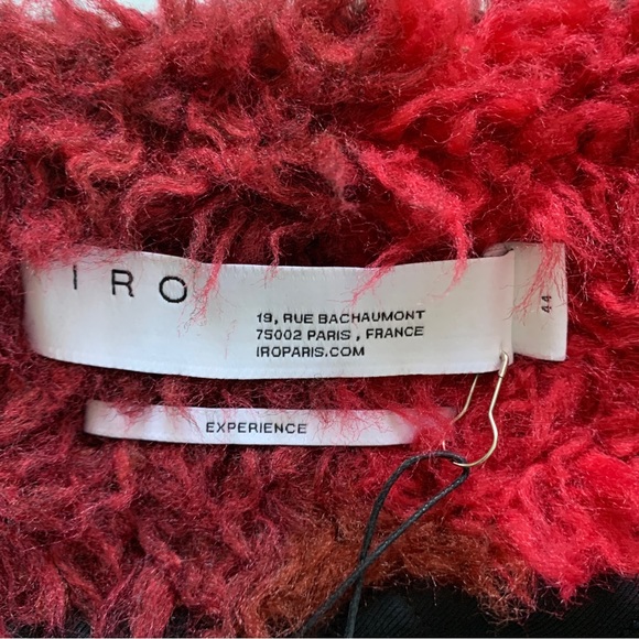 NEW IRO Sechura Patchwork-Effect Faux Fur Jacket *Mixed Red* Sz FR 44 / US 12 - Picture 14 of 16